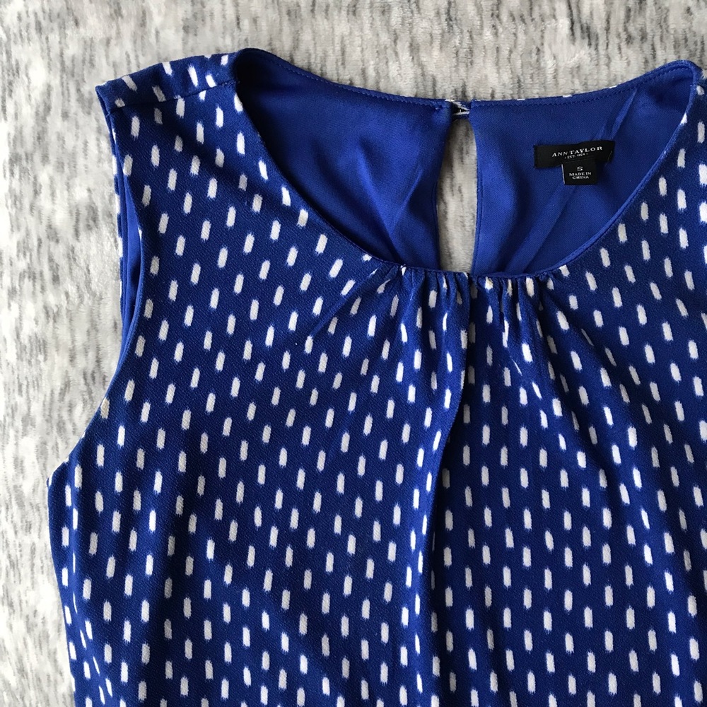 Ann Taylor Blue & White Sleeveless Dress